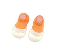 Zapatillas elásticas para bebés para primeros pasos, zapatos de malla transpirables, cómodos zapatos para gatear para niños pequeños, zapatos suaves para aprender a andar, naranja, 18 EU
