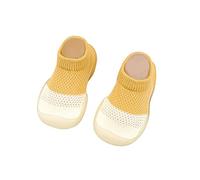 Zapatillas elásticas para bebés para primeros pasos, zapatos de malla transpirables, cómodos zapatos para gatear para niños pequeños, zapatos suaves para aprender a andar, amarillo, 18 EU