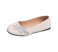 Zapatillas elegantes para mujer, zapatos planos cómodos, zapatos de baile suaves, mocasines con purpurina, antideslizantes, zapatos de novia, zapatos cerrados con flores de diamantes de imitación