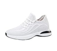 Zapatillas elevadoras Hombre 10 cm Basket Running Malla Transpirable Sneakers Cuñas con Cordones Tenis de Deporte de Malla Texturada Suela Gruesa con Realza Interna para Verano Caminar Fitness Ocio