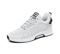 Zapatillas elevadoras para hombre con tacón invisible 6 cm/8 cm/10 cm Taller, Sneakers Malla Moda Punta Redonda Zapatos Deportivos Ascensor Cuñado Caminar Gimnasio Correr Basquet Senderismo, blanco, K