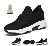 Zapatillas Elevadoras para Hombre Mujer 4/6/8/10 Cm Unisex Invisibles Aumentar la Altura Exteriores Informales Ligeros Cómodos Antideslizantes Transpirables Malla Zapatillas(Black-10cm,40 EU)
