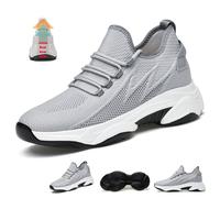 Zapatillas Elevadoras para Hombre Mujer 4/6/8/10 Cm Unisex Invisibles Aumentar la Altura Exteriores Informales Ligeros Cómodos Antideslizantes Transpirables Malla Zapatillas(Grey-8cm,36 EU)