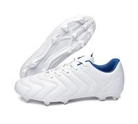 Zapatillas Entrenamiento Fútbol Iniciación FG TF Tacos Duraderos Superior PU Cordones Práctica Césped Artificial Natural Campo Tallas 35-45,White FG,42 EU