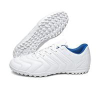 Zapatillas Entrenamiento Fútbol Iniciación FG TF Tacos Duraderos Superior PU Cordones Práctica Césped Artificial Natural Campo Tallas 35-45,White TF,42 EU