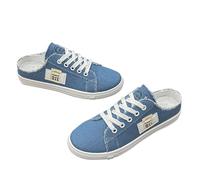 Zapatillas Espalda Nu - Zapato de lona para mujer, sandalias con cordones y basquetas de senderismo y plataforma, zapatos de ocio, zapatillas Slip-ins-Grand Entry, zapatos ligeros, azul, 37 EU