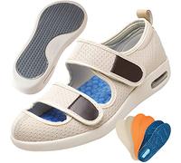 Zapatillas Especial para Caminar, Zapatos para Caminar Transpirables Ortopédicas Suelas para Zapatos con Fuerte Soporte de Arco Repuesto para Hombre y Mujere,Beige,43 EU