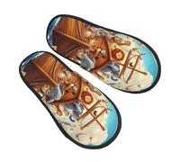 Zapatillas Estar Por Casa Arca De Noé Llena De Animales Hombre Y Mujer Pantuflas De Algodón Gruesa Zapatilla Para El Hogar Pantufla Para Spa Hotel L