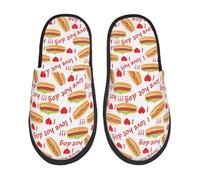 Zapatillas Estar Por Casa Estampado Para Amantes De Los Perritos Calientes Pantufla Elegante Zapatilla Cálidas Pantuflas De Algodón Para Spa Viaje Dormitorio L