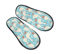 Zapatillas Estar Por Casa Gansos Blancos Y Flores Hombre Y Mujer Pantufla Gruesa Pantuflas De Algodón Para El Hogar Zapatillas De Casa Para Hotel Spa L