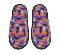 Zapatillas Estar Por Casa Gatos Negros De Halloween Hombre Y Mujer Pantufla Cálidas Pantuflas De Algodón Spa Zapatilla Para Dormitorio Hotel L
