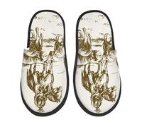 Zapatillas Estar Por Casa Impresión De Arreo De Ganado Por Dos Vaqueros Zapatilla Adulto Pantufla Acogedoras Pantuflas Para Dormitorio Viaje Para El Hogar L