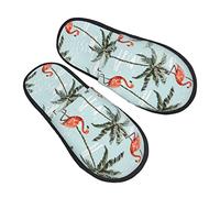Zapatillas Estar Por Casa Palmera Tropical Flamingo Beach Cálidas Pantuflas De Algodón Gruesa Pantuflas Hotel Zapatillas De Casa Para Viaje Para El Hogar M