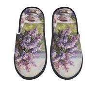 Zapatillas Estar Por Casa Pintura Escénica De Tetera De Lilas Pantufla Acogedoras Zapatillas De Casa Cálidas Zapatilla Para Para El Hogar Viaje Dormitorio M