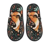 Zapatillas Estar Por Casa Zorro Otoño Bosque Flor Pantuflas De Algodón Adulto Pantufla Hombre Y Mujer Zapatillas De Casa Para Spa Para El Hogar Hotel L