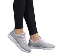Zapatillas Fitness Mujer Zapatillas Mujer Running Zapatos Zapatos De Malla Que Corren Fashion Mujeres Round Straps Cruz Planos Casual Mujeres Comodos Anchas (Grey 39)