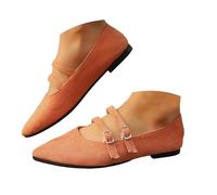 Zapatillas Fitness Mujer Zapatos Individuales lanos Informales de Punto bajo Transpirables de Color sólido a la m da para Mujer Zapatillas Antideslizantes diseño Minimalista (Orange-a, 41)