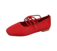 Zapatillas Fitness Mujer Zapatos Individuales lanos Informales de Punto bajo Transpirables de Color sólido a la m da para Mujer Zapatillas Antideslizantes diseño Minimalista (Red-d, 43)