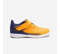 Zapatillas Fútbol Sala niños Kipsta Eskudo 500 Velcro Amarillo Azul 32