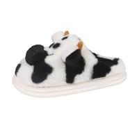Zapatillas genéricas para mujer, hombre, invierno, piel plana, punta redonda, caliente, sin cordones, manchada, vaca, Le Noir, 37 EU