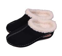 Zapatillas genéricas para mujer, invierno, interior, exterior, zuecos cómodos, forrados, piel sintética, talón inclinado, suela antideslizante, polar cálido, Le Noir, 37 EU