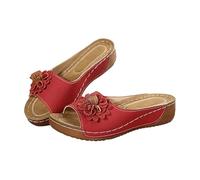 Zapatillas genéricas para mujer, verano confort, claqueta para mujer, verano - calcetín de flor única punta abierta, claqueta estilo europeo americano, sandalia ligera tendencia salida verano, rojo