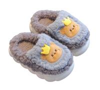 Zapatillas genéricas para niños y niñas, animadas, memoria y forma, cómodas, para casa, cálidas, antideslizantes, interiores y inviernos, gris claro, 33.5 EU