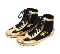 Zapatillas grandes para hombre, zapatos de boxeo, zapatos de entrenamiento de lucha libre, botas largas, zapatos de boxeo, entrenamiento de competición, tenis casuales para hombre, Gold, 6 UK X-Narrow