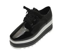 Zapatillas gruesas para mujer, con cordones, parte superior baja, elegantes, de piel, antideslizantes, de malla transpirable, para caminar, correr, ligeras, cómodas, ortopédicas, de cuña plana