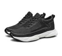 Zapatillas Hombre de malla ligera transpirable con tacón invisible 6/8/10cm Taller Zapatos de deporte casuales Zapatillas transpirables para ciudad, ocio y paseos, negro 8 cm, 37 EU