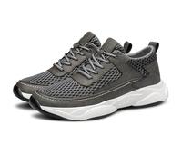 Zapatillas Hombre de malla ligera transpirable con tacón invisible 6/8/10cm Taller Zapatos de deporte casuales Zapatillas transpirables para ciudad, ocio y paseos, gris 6 cm, 37 EU