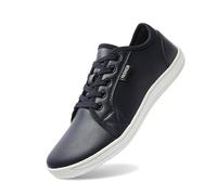 Zapatillas Hombre Mujer Barefoot Grande Size Zapatillas bajas de piel sintética Sneakers con cordones de tenis anchos con suela plana, zapatos minimalistas unidos para pareja, caminar, oficina y ocio