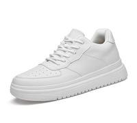 Zapatillas Hombre Realzantes 8 cm de Piel Lisa, Zapatillas Deportivas Bajas con Cordones, Zapatillas Cuentos, Dad Shoes Style Basket Blanche, Sneakers Suela Gruesa | Verano, Caminar, Ciudad, Viajes