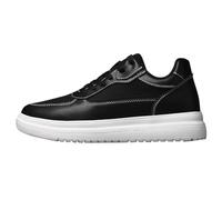Zapatillas Hombre Rehaussantes de 6 cm de piel y malla, Dad Shoes Style Basket Blanche, Sneakers Cuentos, Zapatillas con Cordones, Tenis Planas de Skate Suela Gruesa | Caminar, Oficina, Otoño, Viajes
