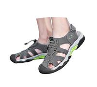 Zapatillas Hombre Sandalias Deportivas para Hombre, Cierre Ajustable de cordón, Transpirable Antideslizante Resistente al Desgaste, Ideal para excursiones de montaña, Playa y Actividades (Grey, 46)
