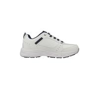 Skechers Zapatos Oak Canyon Redwick Hombre Piel blanca y textil sintético, ribete azul marino 42 EU