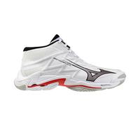Mizuno Wave Lightning Elite Mid, Zapatillas de voleibol, Empeine Reno Woven, ENERZY NXT, suela XG, 295 g, Color blanco., 40.5 EU