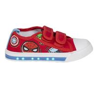 Zapatillas Infantiles de Avengers - Color Rojo - Talla 32 - Cierre de Velcro - Zapatillas Deportivas con Luces y Suela PVC - Elaboradas con Algodón - Producto Original Diseñado en España