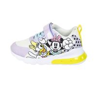 Zapatillas Infantiles de Minnie - Blanco y Amarillo - Talla 31 - Cierre con Velcro - Zapatillas Deportivas con Suela EVA y Luz LED - Tirador Trasero - Producto Original Diseñado en España