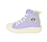 Zapatillas Infantiles de Minnie Mouse - Color Lila - Talla 35 - Cierre de Cordones - Zapatillas Altas con Suela PVC - Elaboradas con Algodón - Producto Original Diseñado en España