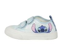 Zapatillas Infantiles de Stitch - Color Azul y Blanco - Talla 31 - Cierre de Velcro - Zapatillas Deportivas de Loneta con Suela TPR - Tirador Trasero - Producto Original Diseñado en España