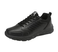 Zapatillas informales extraanchas para hombre, de piel supersuave, atléticas, formales, clásicas, transpirables, para caminar, deportivas, modernas, impermeables, con fondo suave, Negro , 40 EU