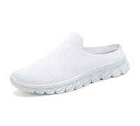 Zapatillas Informales para Hombre de Malla Transpirable con y diseño de Media Punta cómodo para Uso Diario (White, 40) #123