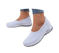 Zapatillas Informales Transpirables de bajo Perfil para Caminar Ligeras con Malla y diseño sin Cordones Comodidad Diaria sin Necesidad de Cordones Ideal para Uso Diario (White, 36) #293
