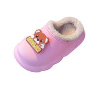 Zapatillas Invierno Niña Casa Forro Polar Barefoot Pantuflas Niña Niño Algodón Caliente Terciopelo Cómodas Antideslizantes Casual Interior Animales Divertidas Zapatos (Red, 28 Little Child)
