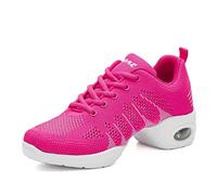 Zapatillas Jazz Zapatillas de Danza Moderna para Mujer Señoras de Encaje hasta Zapatillas de Deporte Transpirable de Baile de salón de Zapatos de Baile al Aire Libre