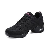Zapatillas Jazz Zapatillas de Danza Moderna para Mujer Señoras de Encaje hasta Zapatillas de Deporte Transpirable de Baile de salón de Zapatos de Baile al Aire Libre