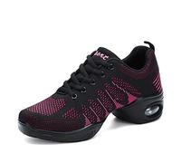 Zapatillas Jazz Zapatillas de Danza Moderna para Mujer Señoras de Encaje hasta Zapatillas de Deporte Transpirable de Baile de salón de Zapatos de Baile al Aire Libre