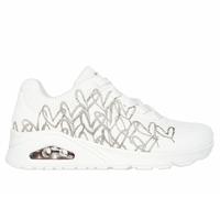 Skechers Uno Golden Heart, Zapatillas Mujer, White Durabuck/Rose Gold Mylar Embroidery, 39 EU