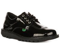 Zapatillas Kickers Kick Lo Core De Cuero Para Mujeres En Negro Patente UK 3 - 6